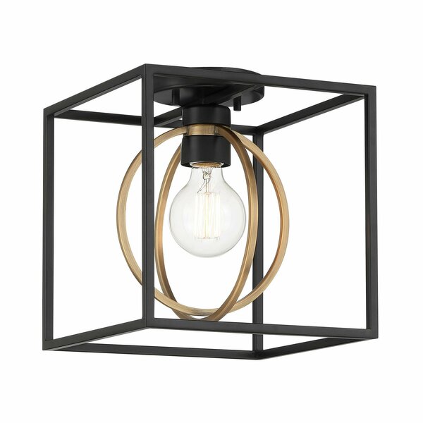 Designers Fountain 10in Kew Gardens 1-Light Matte Black Ceiling Light Semi Flush Mount D276M-SF-MB